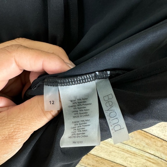 beyond control black one piece swimsuit V-Neck Adjustable Swim dress Size 12NWT - Picture 6 of 6